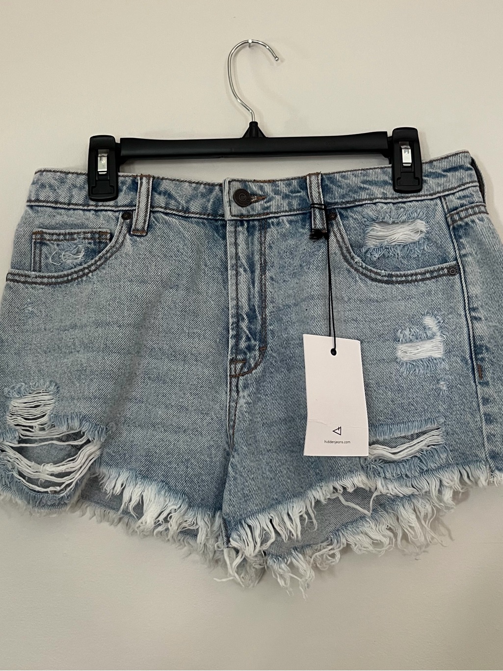 Hidden Jeans Light Blue Distressed Denim Shorts Large